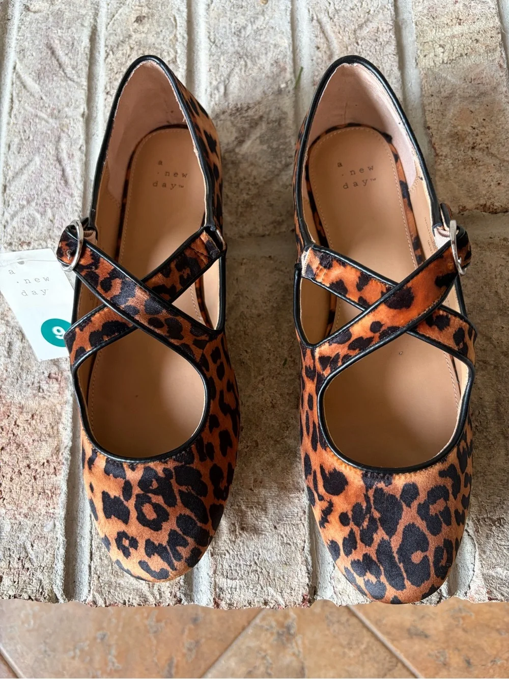 NWT Leopard Print Cross-Strap Mary Jane Flats Balletcore Indie Sleeze Shoes Sz 9